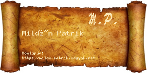 Milán Patrik névjegykártya